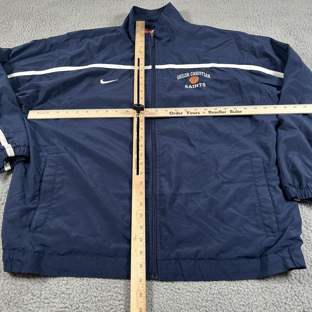 Vintage Shiloh Christian Saints Jacket Mens XL Blue Basketball Nike Windbreaker - Picture 8 of 16